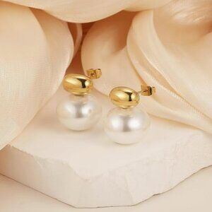 18K Gold Plated Pearl Drop Earrings